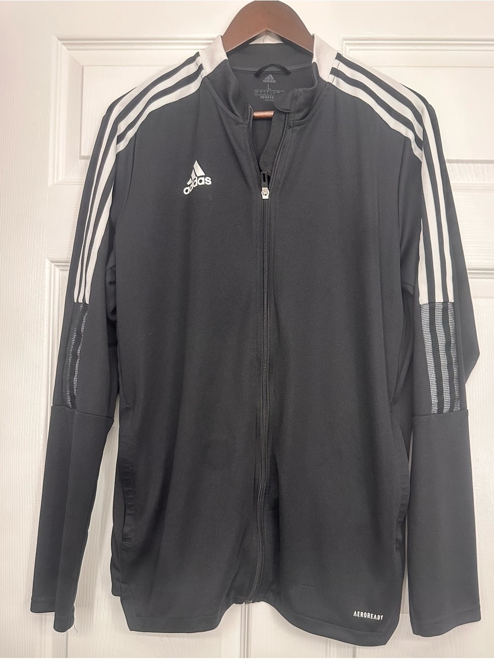 adidas Black Track Jacket with White Three Stripes